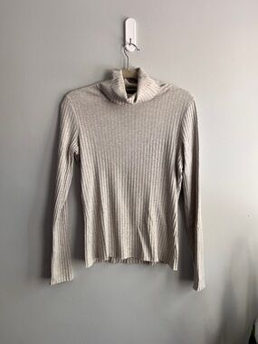 For Days XL cotton Ribbed Turtleneck Long-Sleeve tee oatmeal